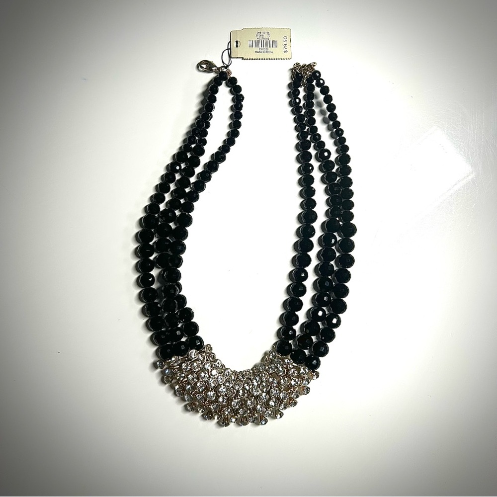 Sophisticated Black and Silver Multi-Strand Necklace TALBOTS bnwt